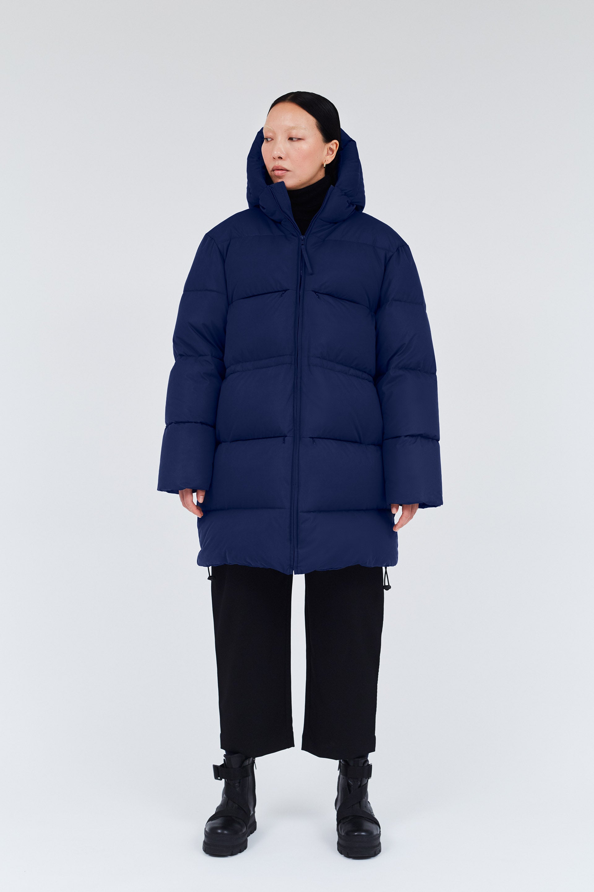 SWISS WASTE JACKET unisex long navy ROUND RIVERS