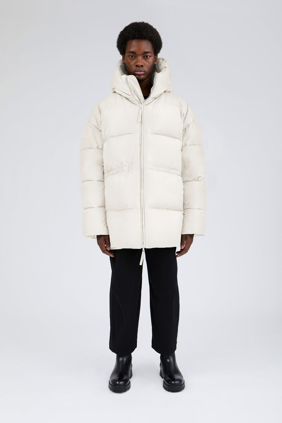 SWISS WASTE JACKET (unisex) – long, off white