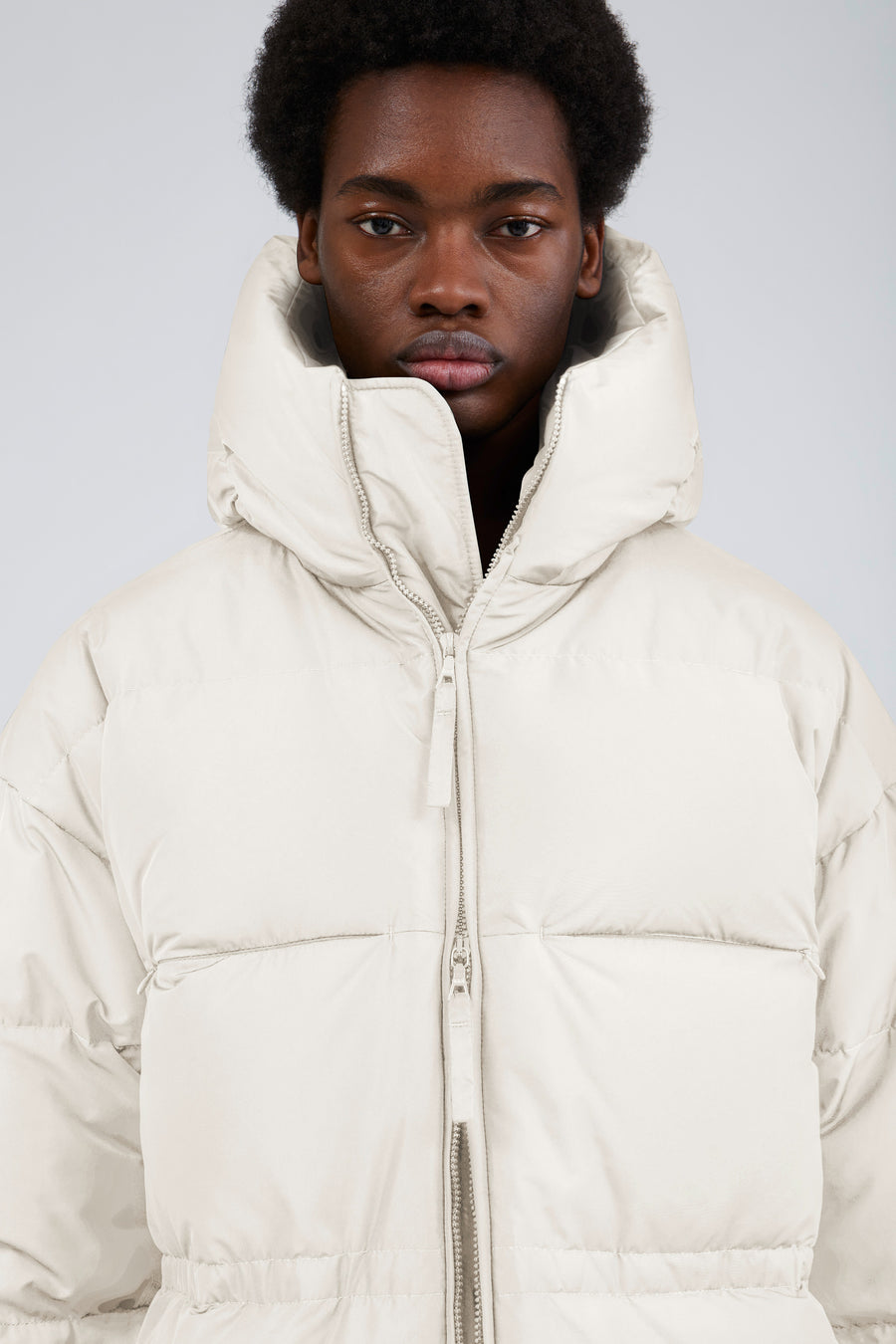 SWISS WASTE JACKET (unisex) – long, off white