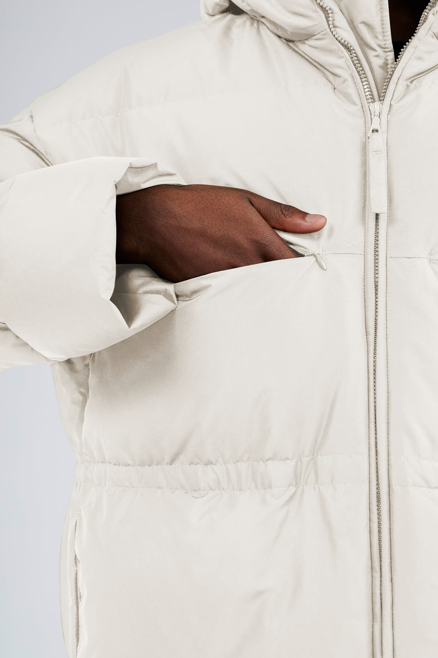 SWISS WASTE JACKET (unisex) – long, off white