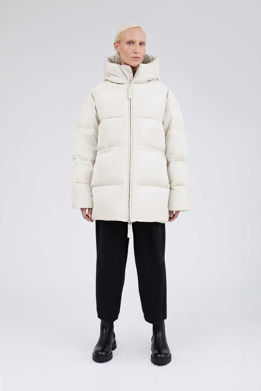 SWISS WASTE JACKET (unisex) – long, off white