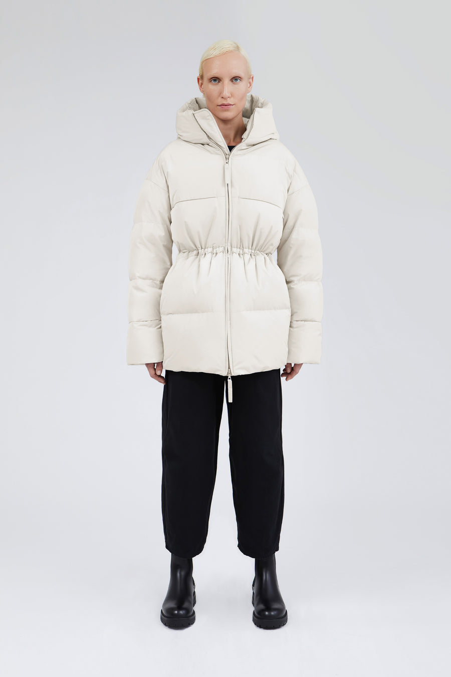 SWISS WASTE JACKET (unisex) – long, off white