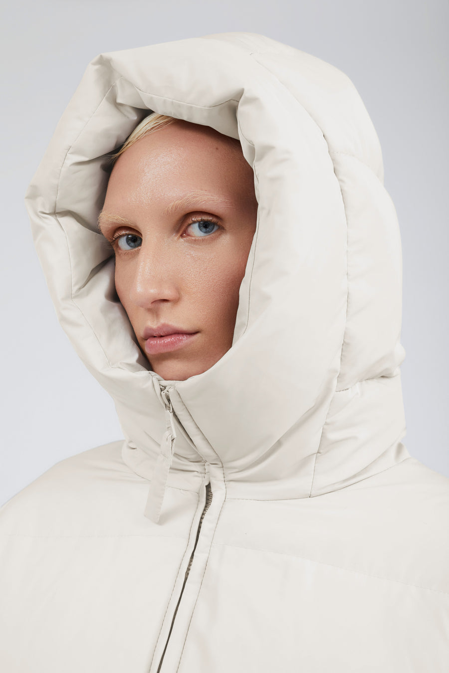 SWISS WASTE JACKET (unisex) – long, off white