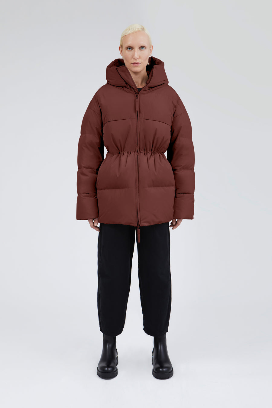 SWISS WASTE JACKET (unisex) – long, maroon