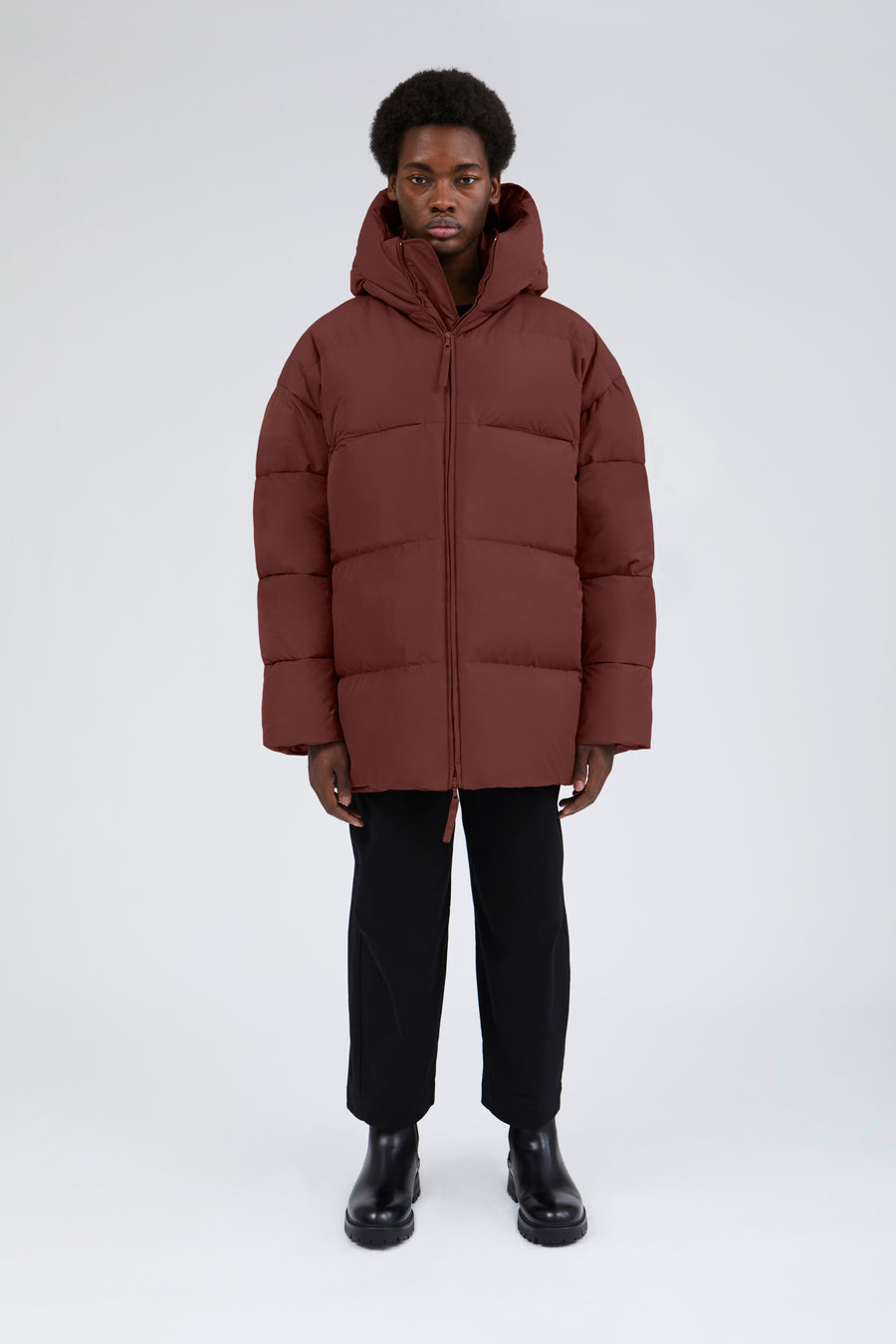 SWISS WASTE JACKET (unisex) – long, maroon