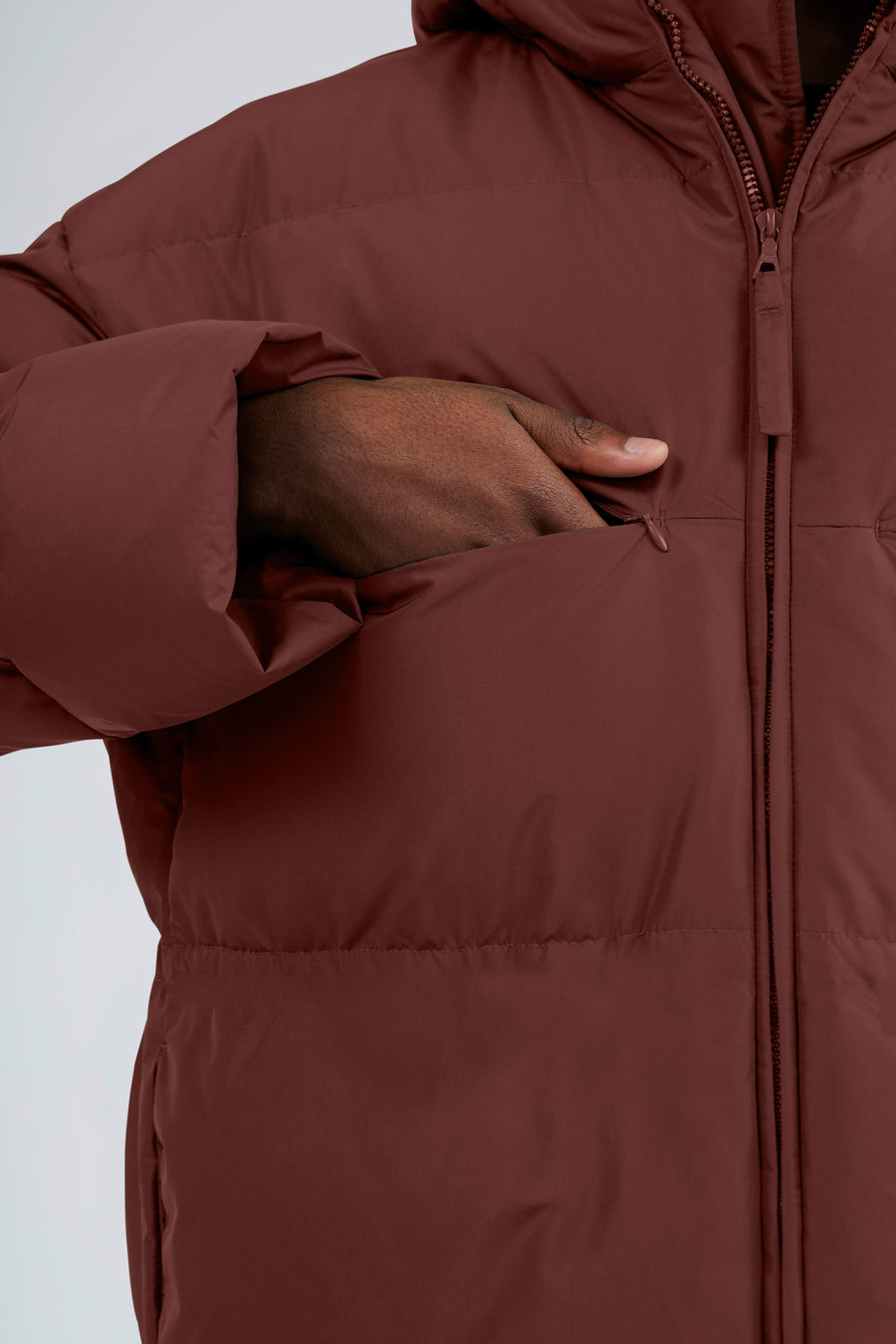 SWISS WASTE JACKET (unisex) – long, maroon