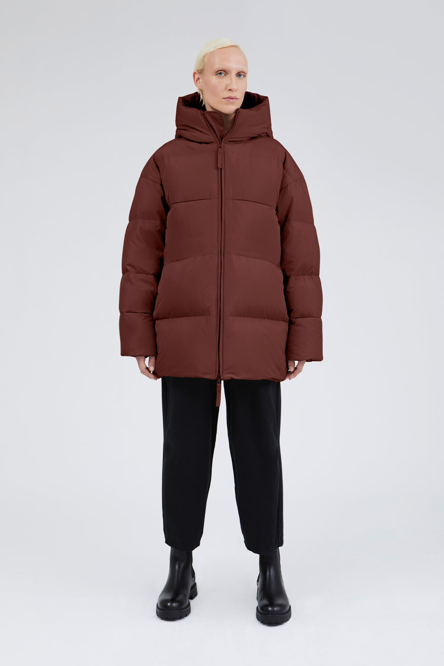 SWISS WASTE JACKET (unisex) – long, maroon